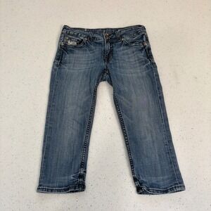 Miss Me Jeans Capri Women's Blue Denim Sequins Size 29 Western Y2K‎ Embellished